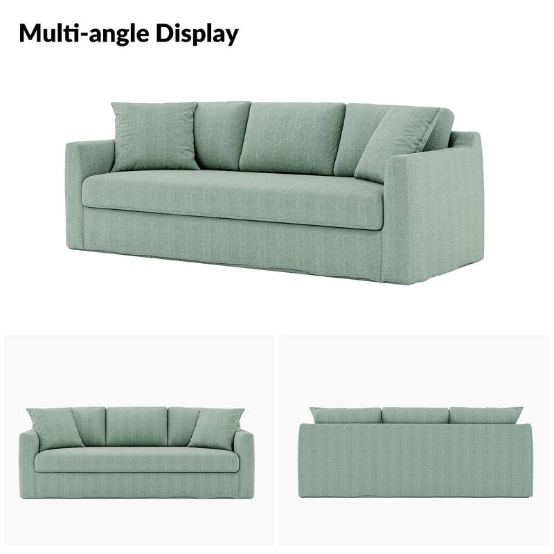 Riccardo 85" Modern Slipcovered Sofa with Square Flange Arm by HULALA HOME