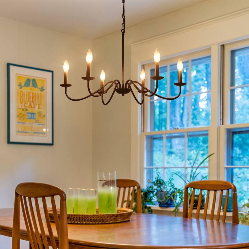 6-Light 27.55-inch Farmhouse Chandeliers for Living Room Foyer Hallway