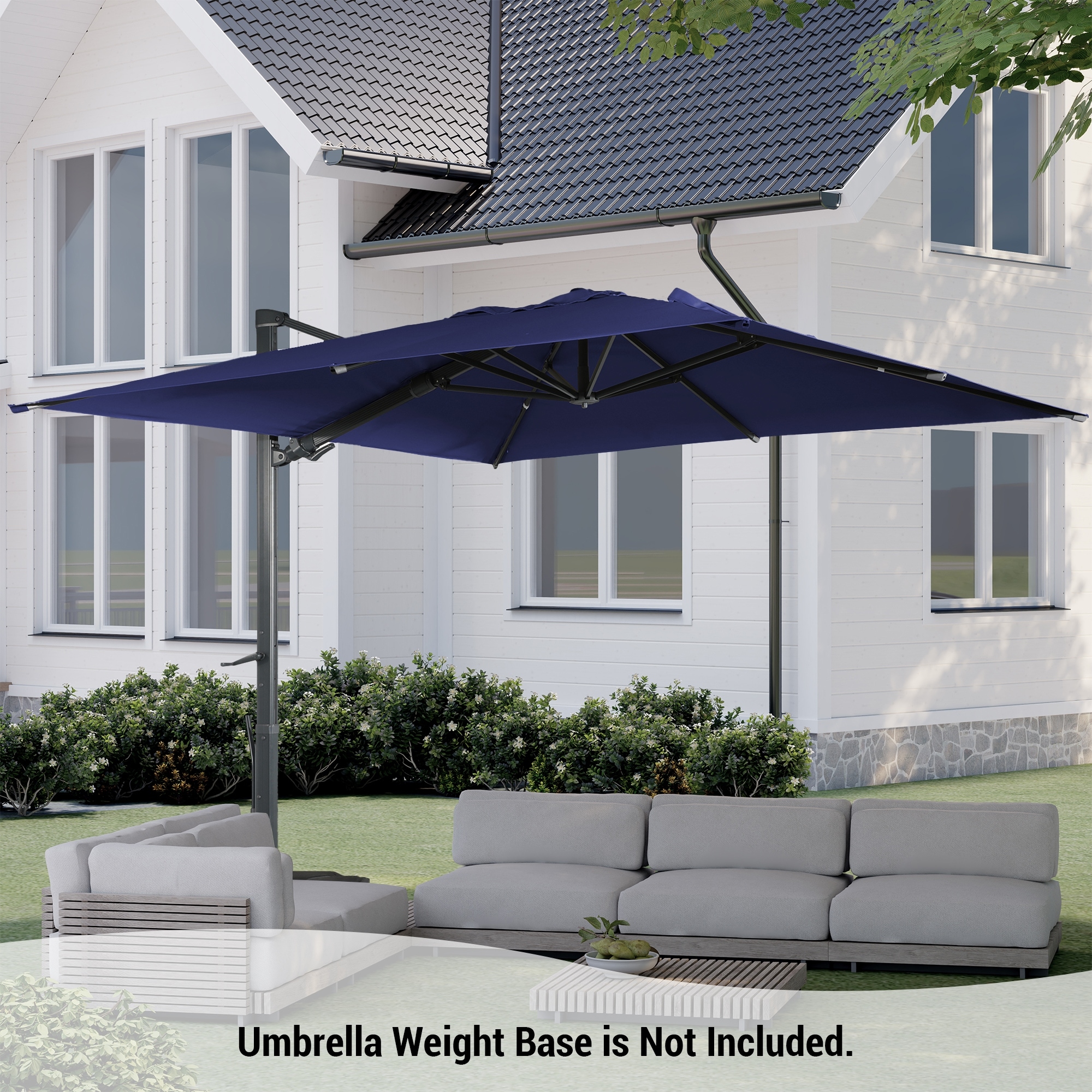 Clihome 10Ft Cantilever Umbrella Rectangular Crank Market Umbrella