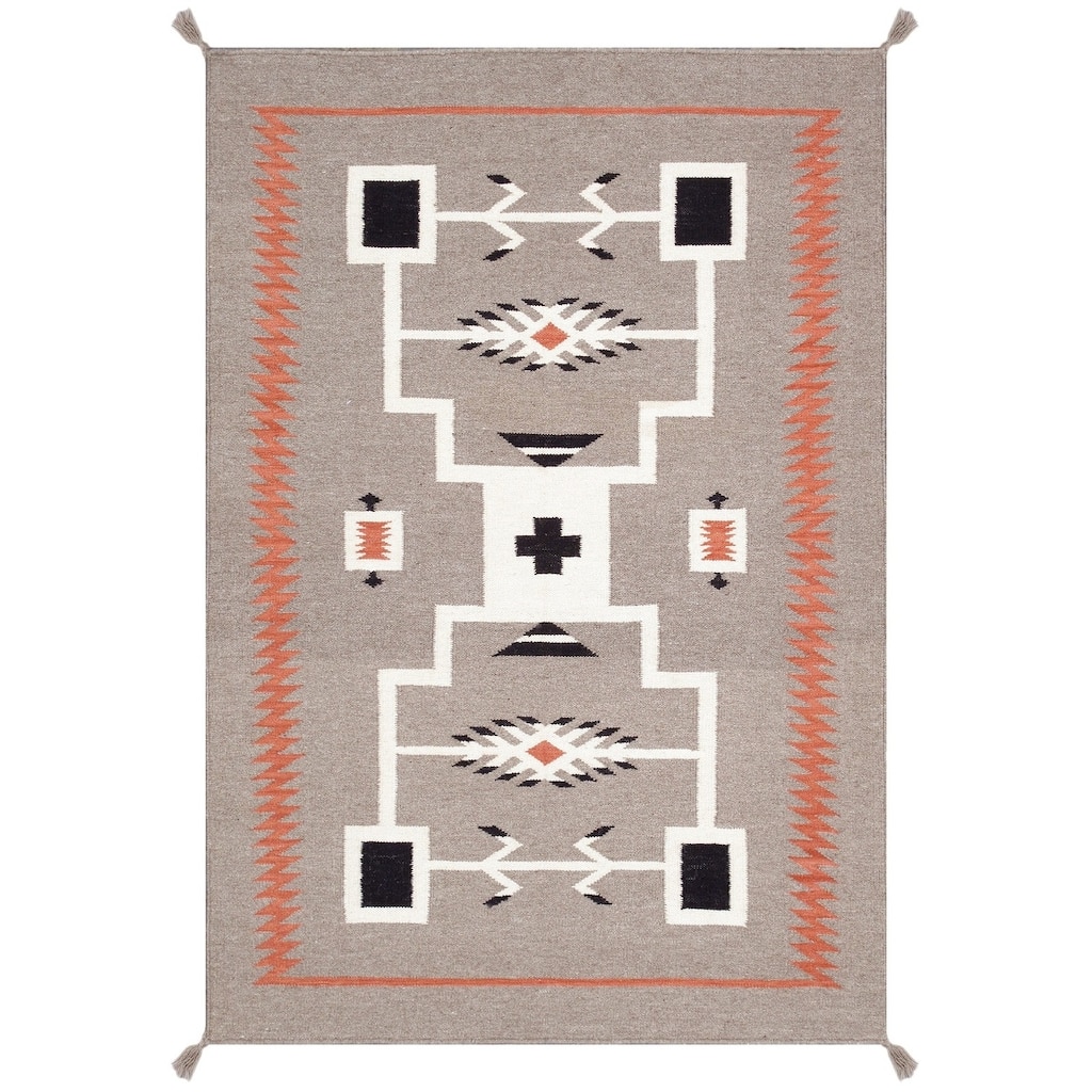 Pasargad Home Tuscany Reversible Wool Mocha Area Rug - 4' 1'' X 5'11''