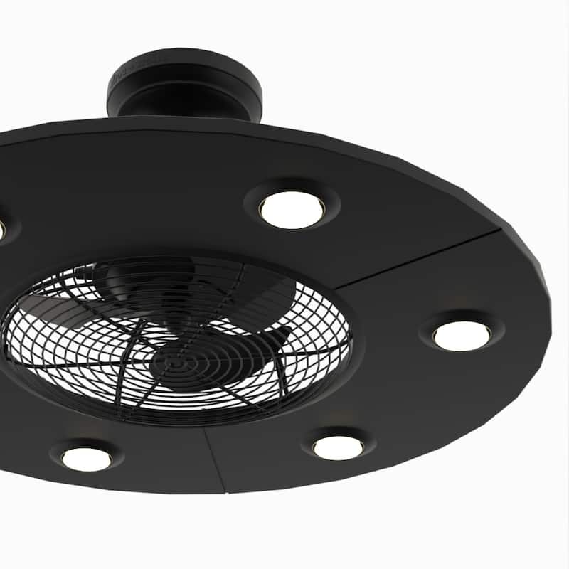 Fanimation Studio Collection Dex 12 inch Black Fandelier Ceiling Fan With LED Lights and Remote