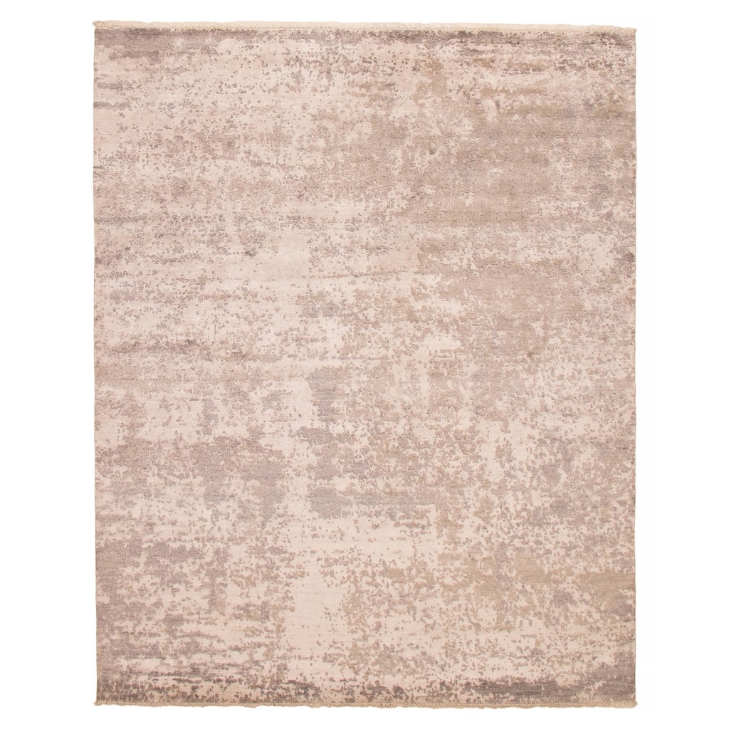 ECARPETGALLERY Hand-knotted Alma Light Grey Silk Rug - 8'0 x 10'0