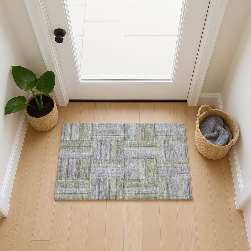 Machine Washable Indoor/ Outdoor Modern Weave Chantille Rug