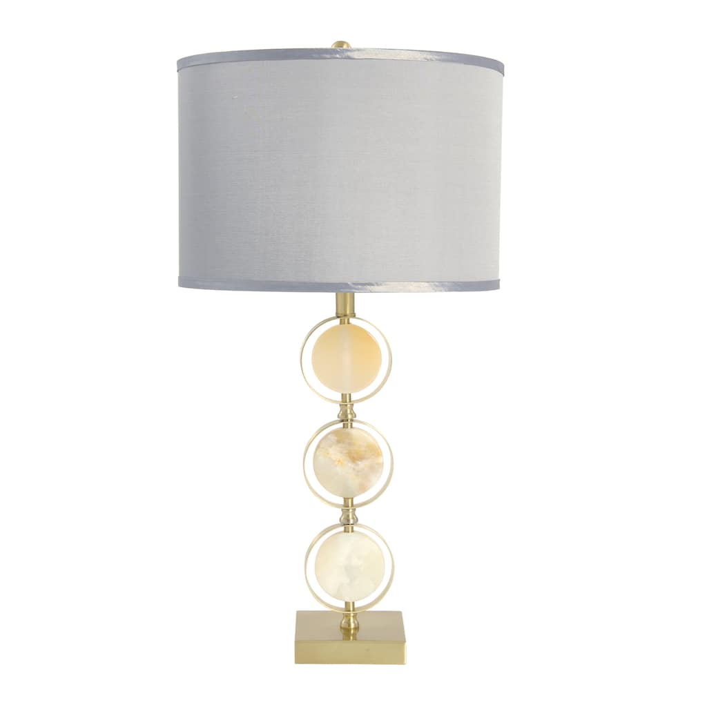 Art Deco Stacked Metal and Marble Table Lamp