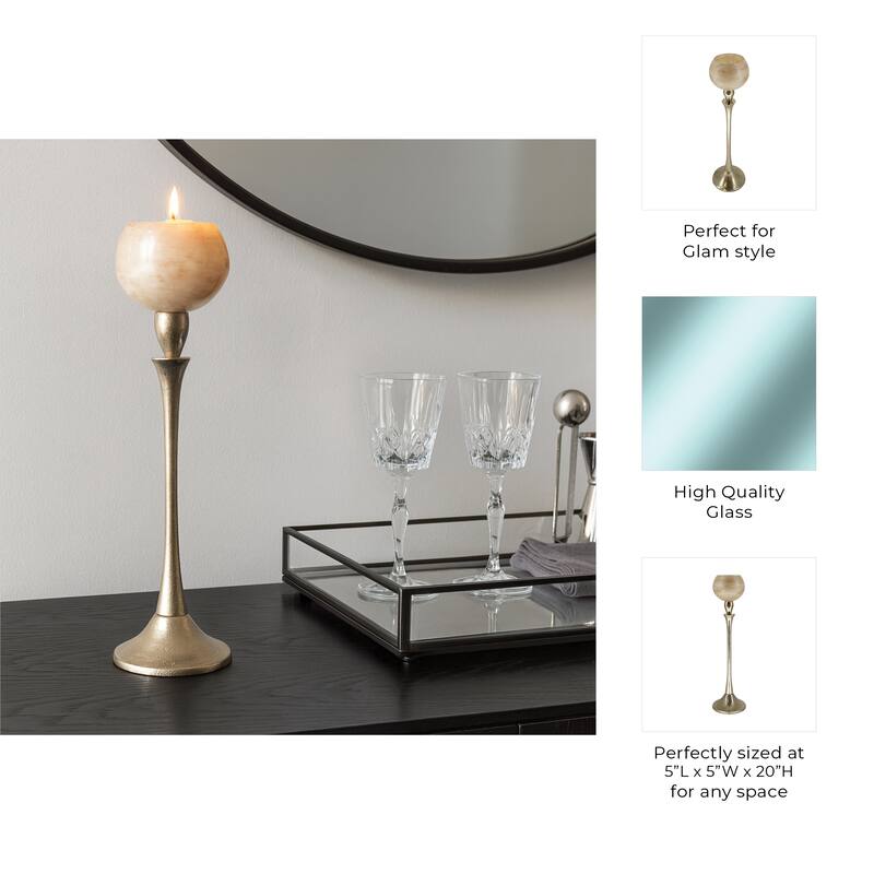 Glass Metal Goblet Votive Candle Holder - White, 20 in. - 20.0"