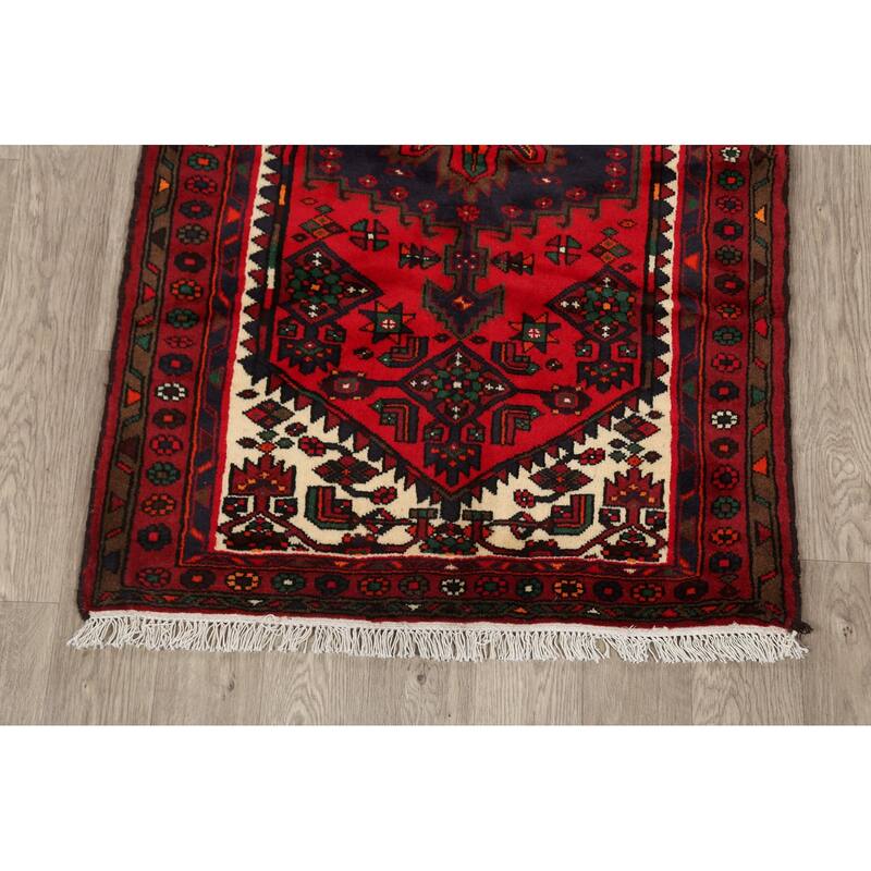 Tribal Geometric Hamedan Persian Wool Area Rug Hand-knotted Carpet - 3'2" x 5'3"