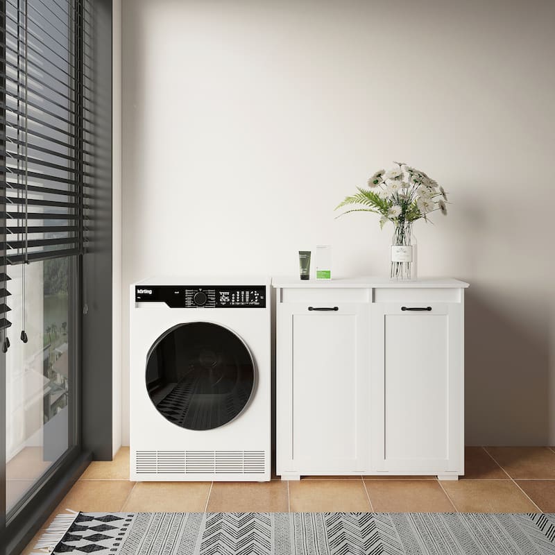 Versatile Freestanding Laundry Cabinet with Adjustable Shelves and Tilt-Out Hamper