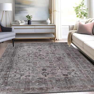 Distressed Floral Medallion Indoor Area Rug or Runner by Superior