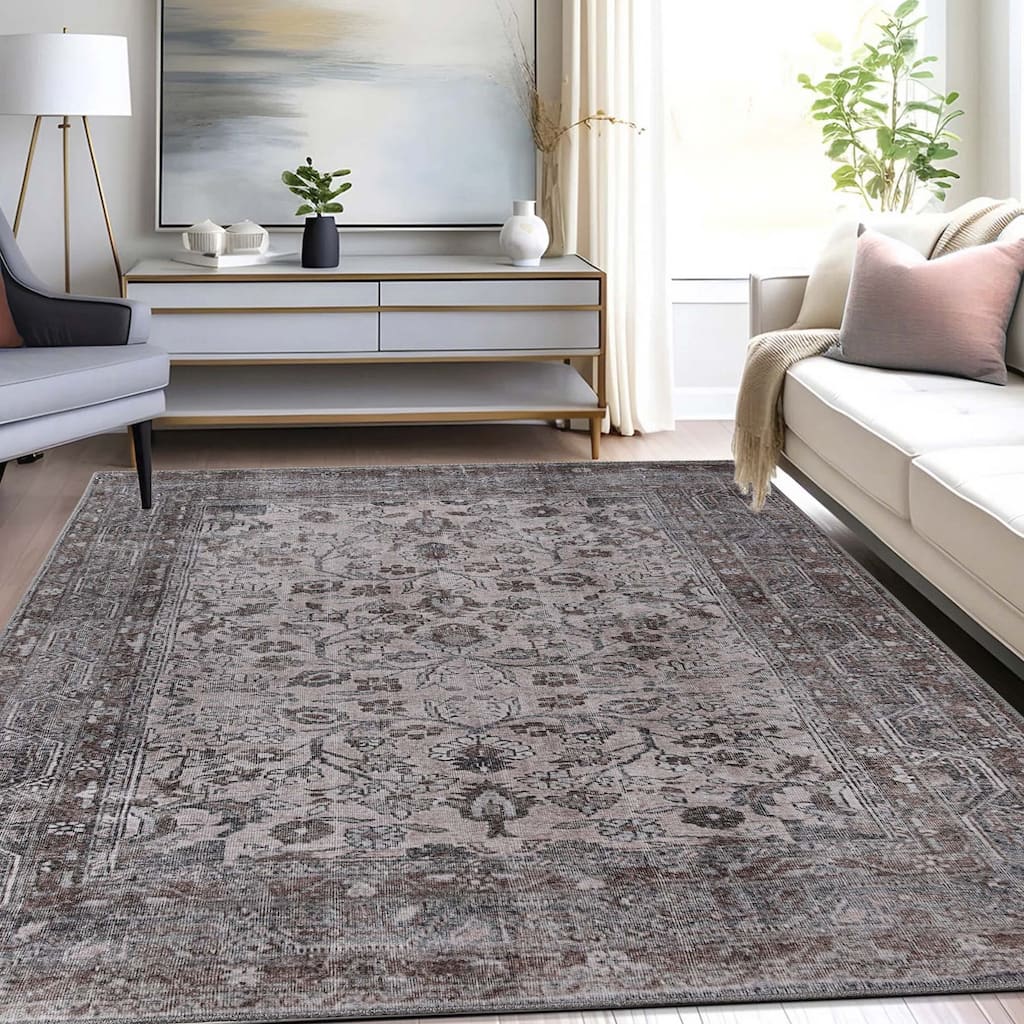 Distressed Floral Medallion Indoor Area Rug or Runner by Superior