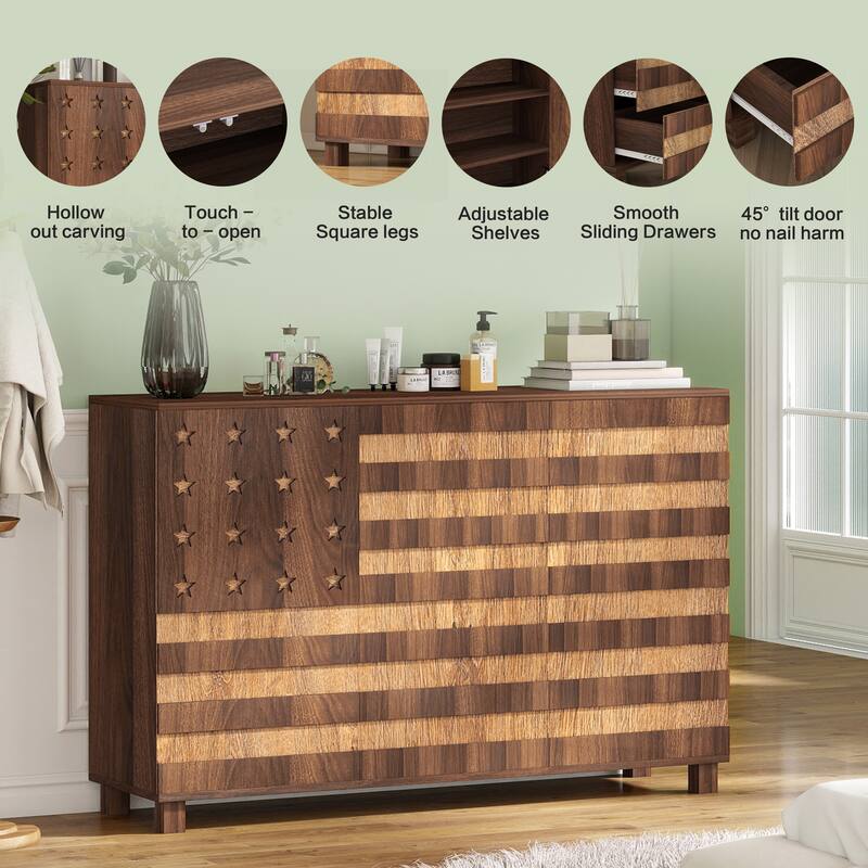 Multifunctional Sideboard Cabinet, 55" Coffee Bar Console Cabinet for Entryway, Living Room & Dining