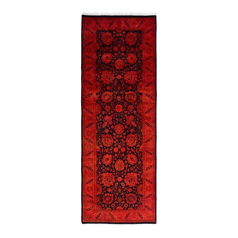 Overdyed, One-of-a-Kind Hand-Knotted Area Rug - Orange - 3' 0" x 8' 7"