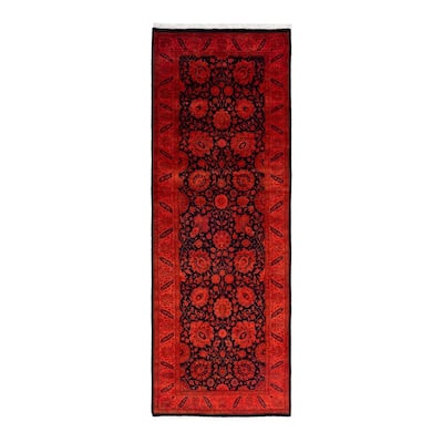 Overdyed, One-of-a-Kind Hand-Knotted Area Rug - Orange - 3' 0" x 8' 7"