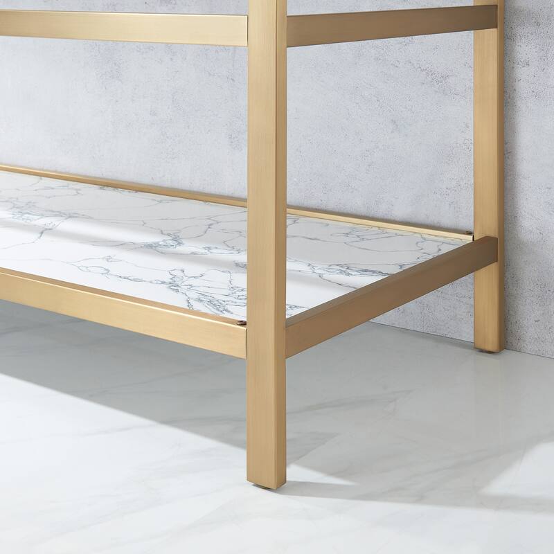 Ecija Bath Vanity, Metal Support with Composite Stone Top and Mirror