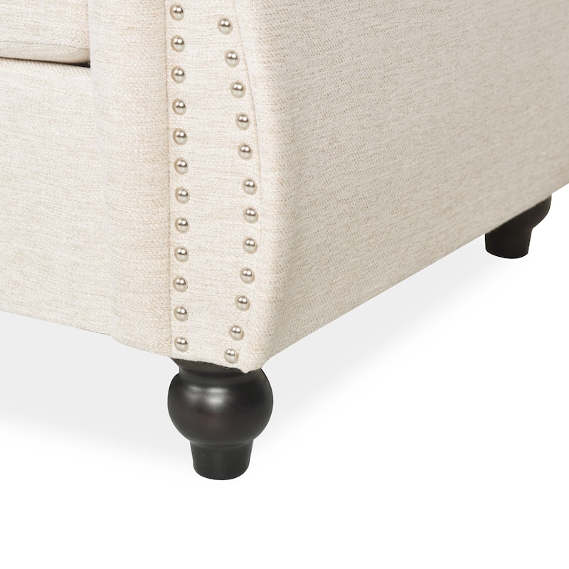 3 - Seater Beige Fabric Sofa