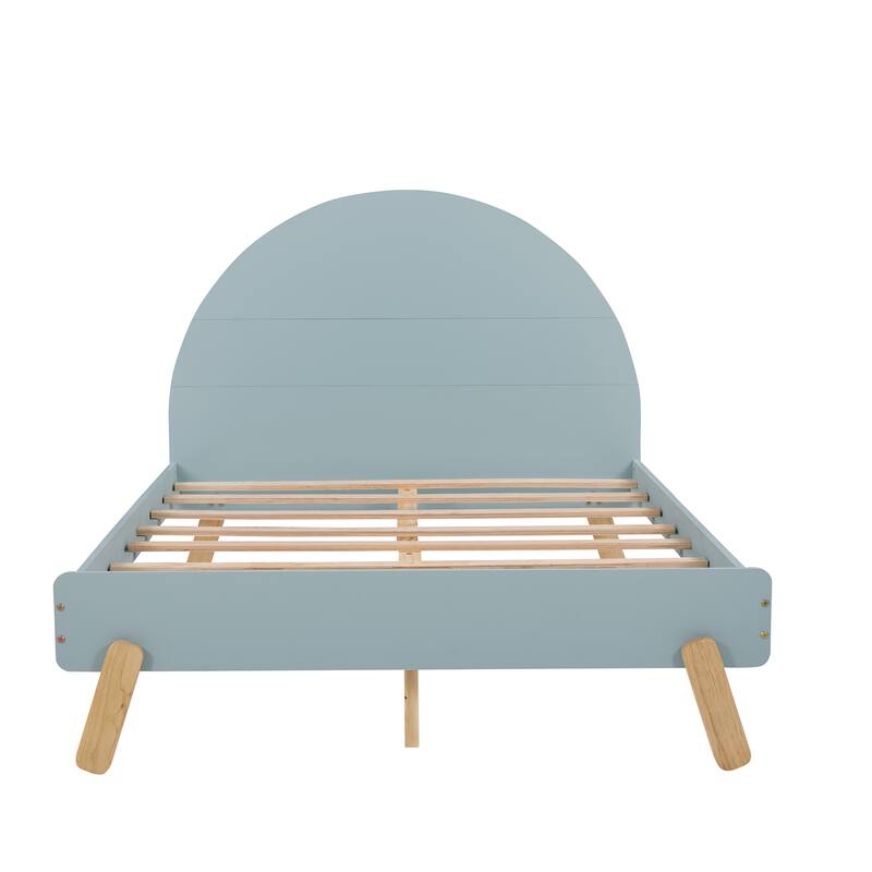 Full Size Platform Bed Toddler Bed with Shelf Behind Headboard Bed