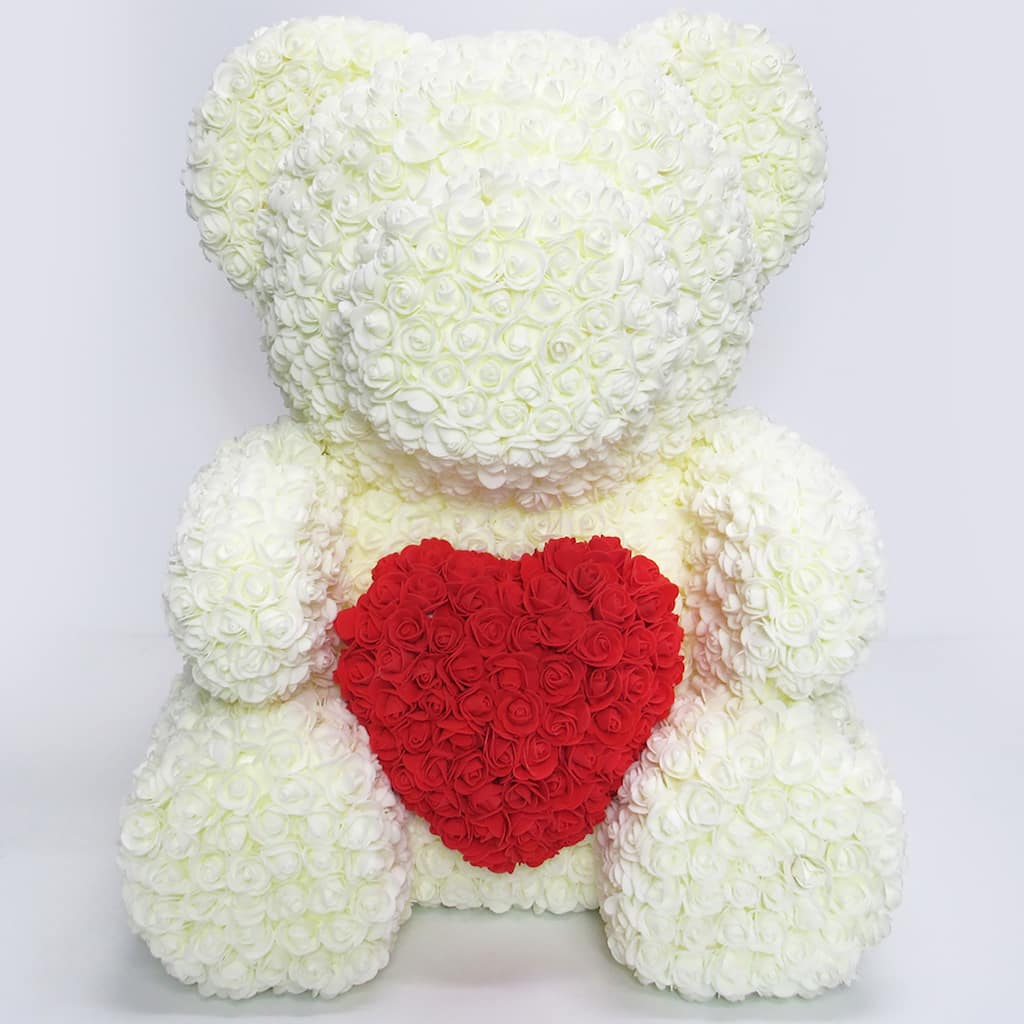 XL Forever Rose Bear Flower Teddy Bear Heart 25" with Gift Box for Valentines Day, Anniversary, Birthday, Gift for Her
