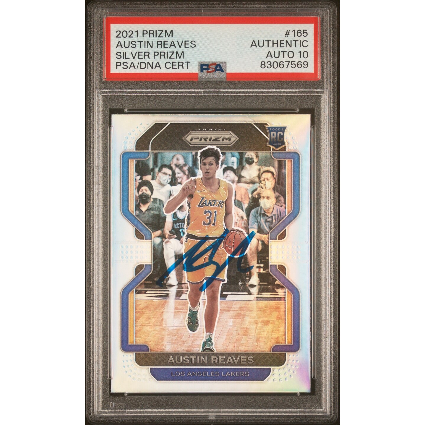 Austin Reaves 2021 Panini Silver Prizm Signed Rookie Card #165 