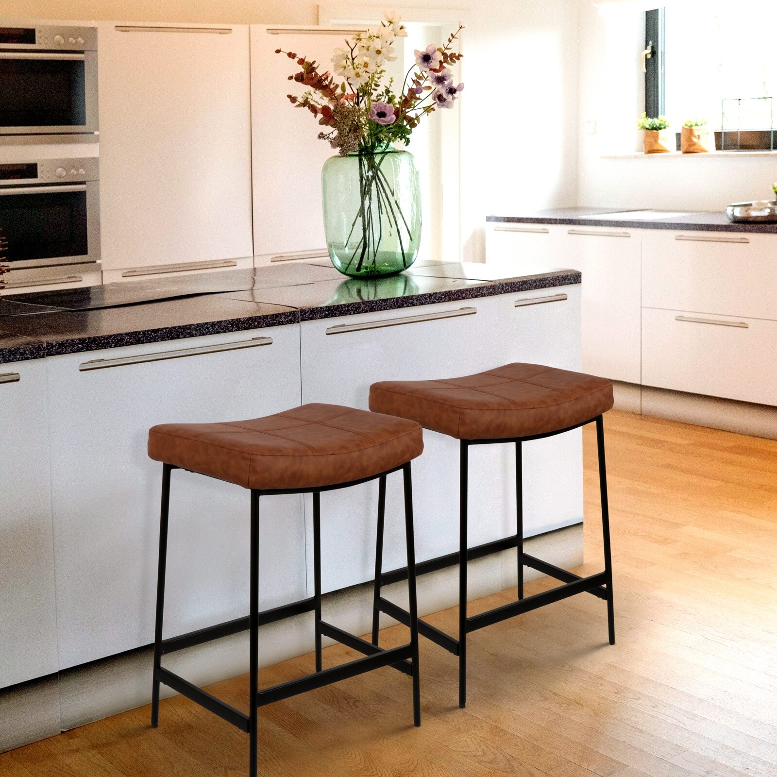 Leather backless bar stools 2025