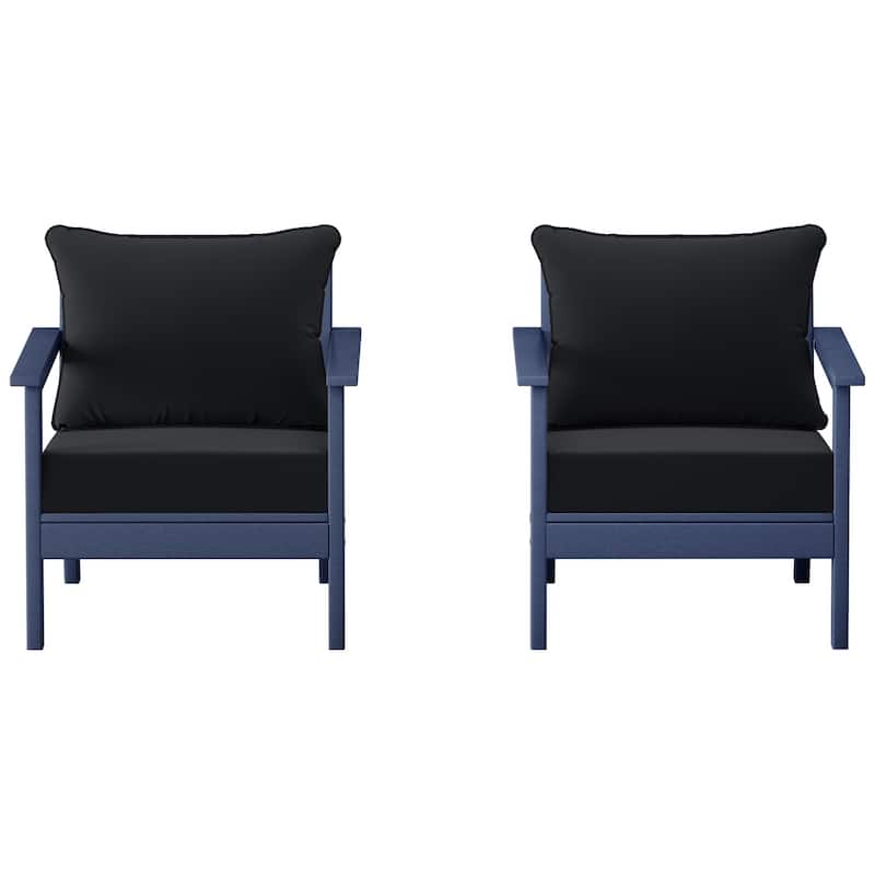 Birchwood All Weather HDPE Outdoor Patio Navy Blue Deep Seating Conversation Set With Cushions (2-Piece)