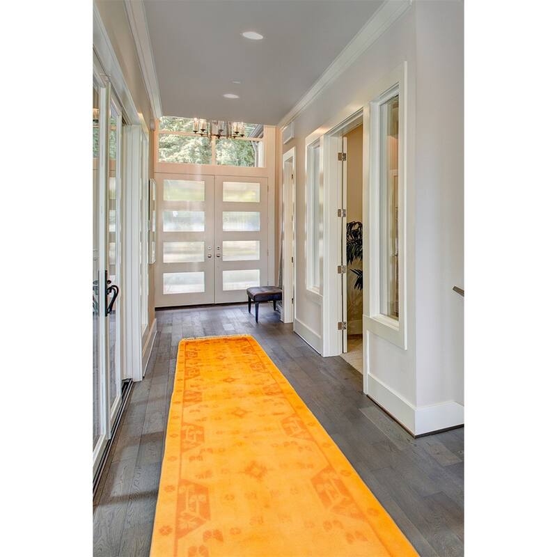 ECARPETGALLERY Hand-knotted Color Transition Orange Wool Rug - 2'7 x 8'11