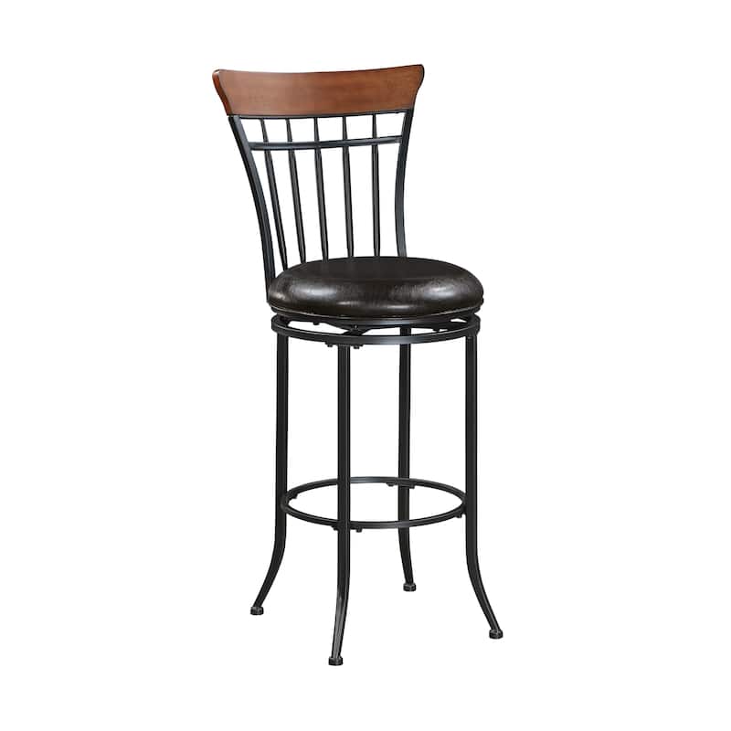 Argonne 29"H Faux leather Swivel Counter Height Chair - Metal Base - Brown