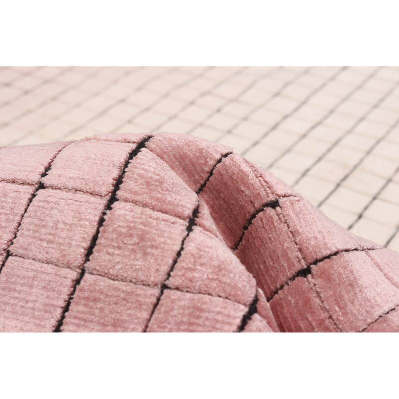 ECARPETGALLERY Hand Loomed Elysian Pink Viscose Rug - 6'7 x 9'5