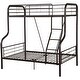 preview thumbnail 1 of 4, Minimalist Design Black Twin Over Full Bunk Bed with Built-in Ladder,Multifunctional Bunk Bed Black