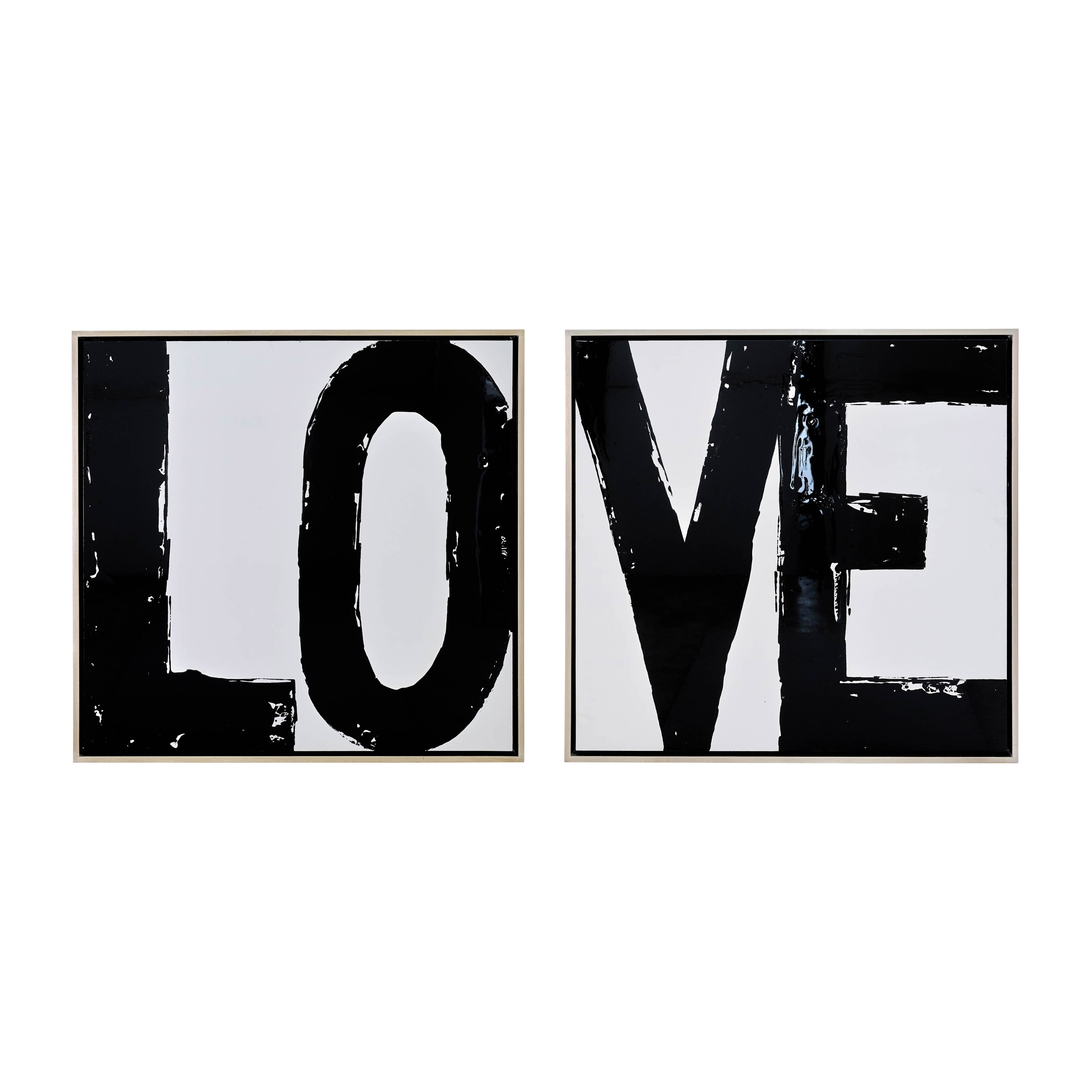 Sagebrook Home Modern Set of 2 Love Pop Art Frames, Black, Gray
