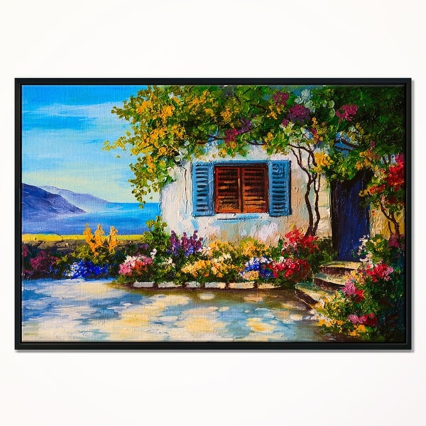 Shop Designart House Near Sea Oil Painting Landscape Painting