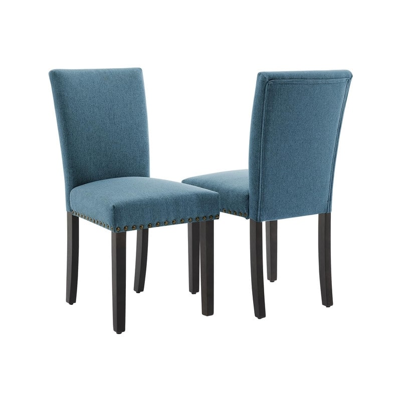 Dining Chairs Set of 2 Upholstered Fabric Kitchen Chairs with Nailhead Trim（Option） - Blue