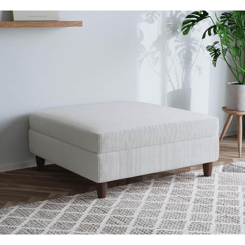 40" W Oversized Corduroy Upholstered Ottoman - Beige
