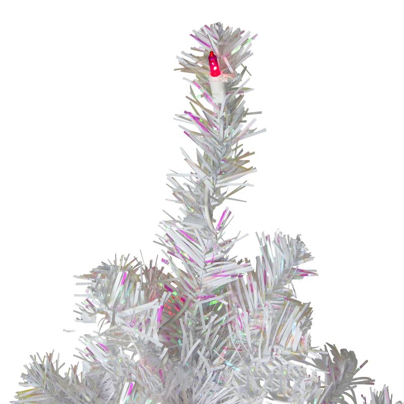 4' Pre-lit White Iridescent Pine Artificial Christmas Tree Pink Lights - 4 Foot