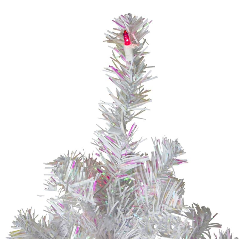 4' Pre-lit White Iridescent Pine Artificial Christmas Tree