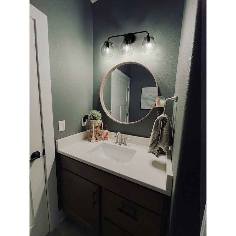 Olia Modern Farmhouse Bathroom Vanity Light Black Glass Wall Sconces