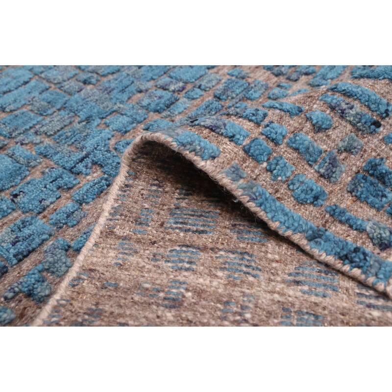 ECARPETGALLERY Hand-knotted Tangier Turquoise Wool Rug - 8'2 x 9'11