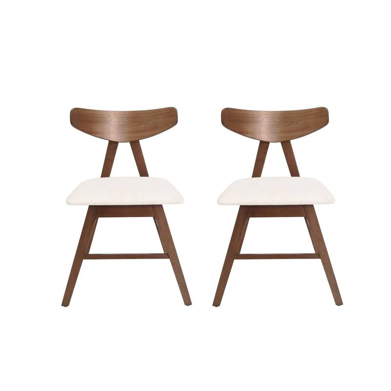 Mid-Century Modern V-shape Frames Dining Chair with Curved Backrest(Set of 2)