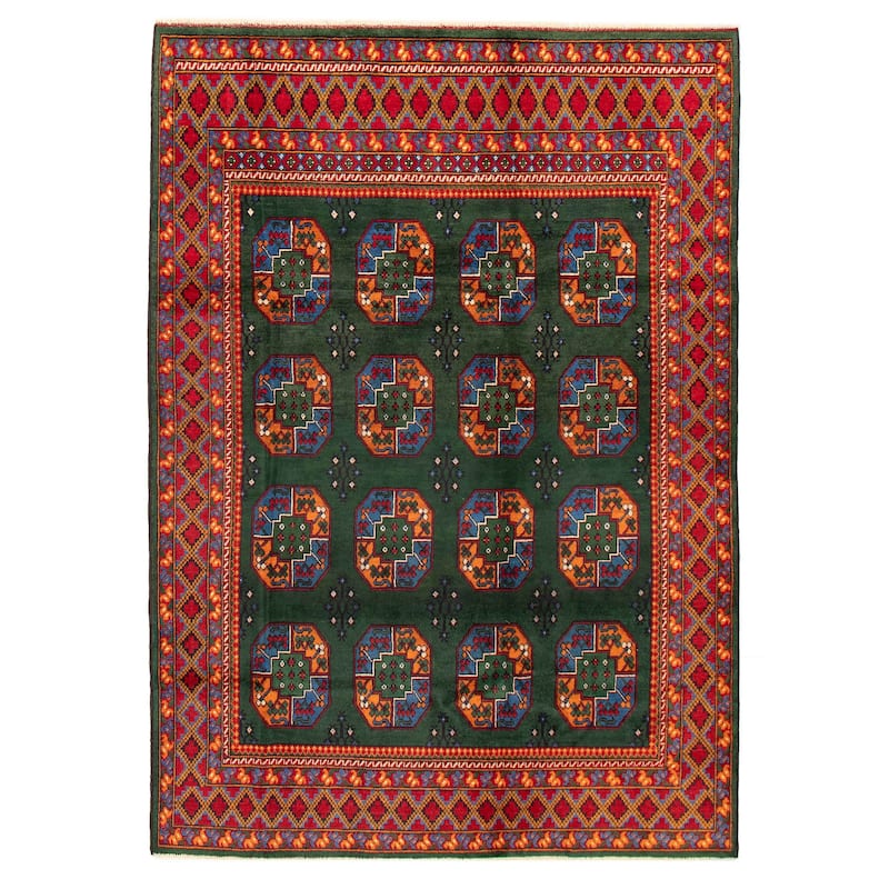 ECARPETGALLERY Hand-knotted Uzbek Kargahi Green Wool Rug - 6'9 x 9'6 - 6'9 x 9'6 - Green
