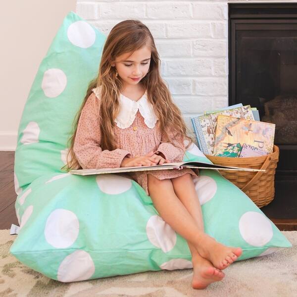 slide 2 of 8, Tadpoles Bean Bag Chair Cover, Toy Organizer - Aqua Polka Dots