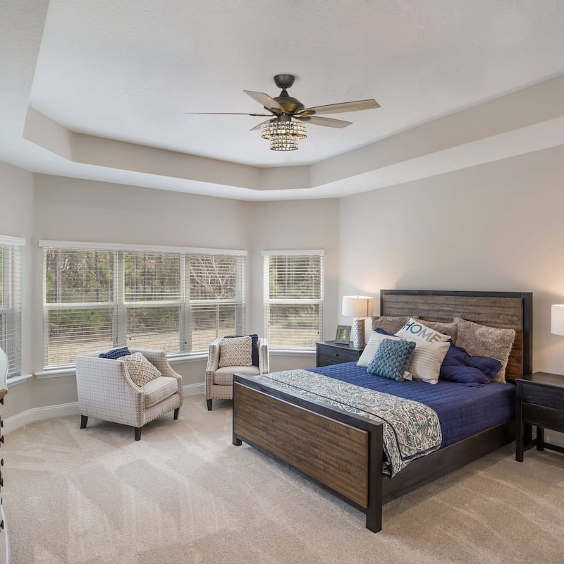 52-inch Matte Black Modern Crystal Downrod Mount Fandelier Ceiling Fan with Light and Remote