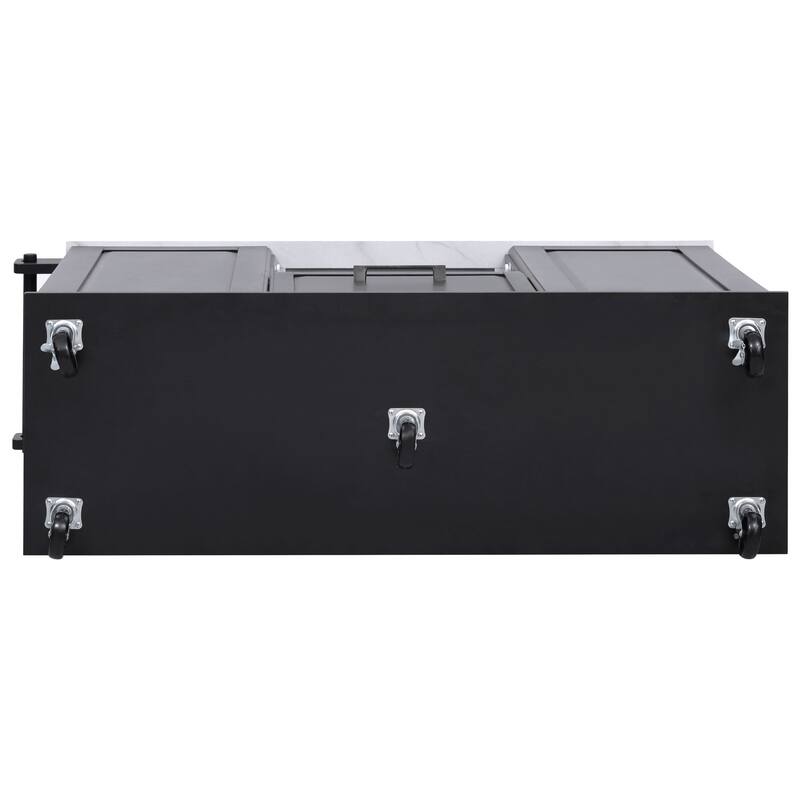 50.7"Kitchen Island with Tilt Trash Can and Pull Out Cabinet Organizer,Rolling Island on 5 Wheels with Drop Leaf,2 Drawers