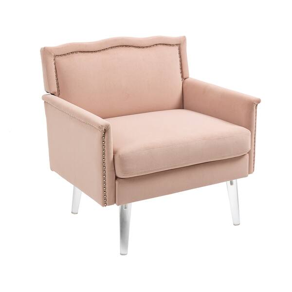 Velvet Accent Chair, Modern Armchair with Acrylic Legs, Comfy