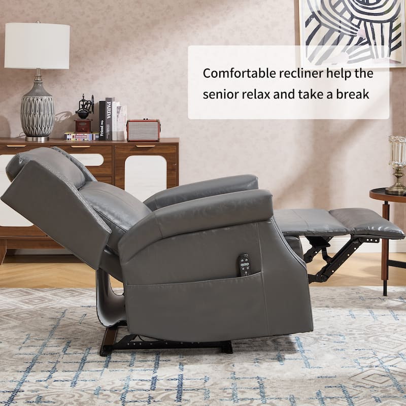 Manual Recliner Chair in Faux Leather for Living Room with Heavy Duty Motion Mechanism, 8 vibrating nodes