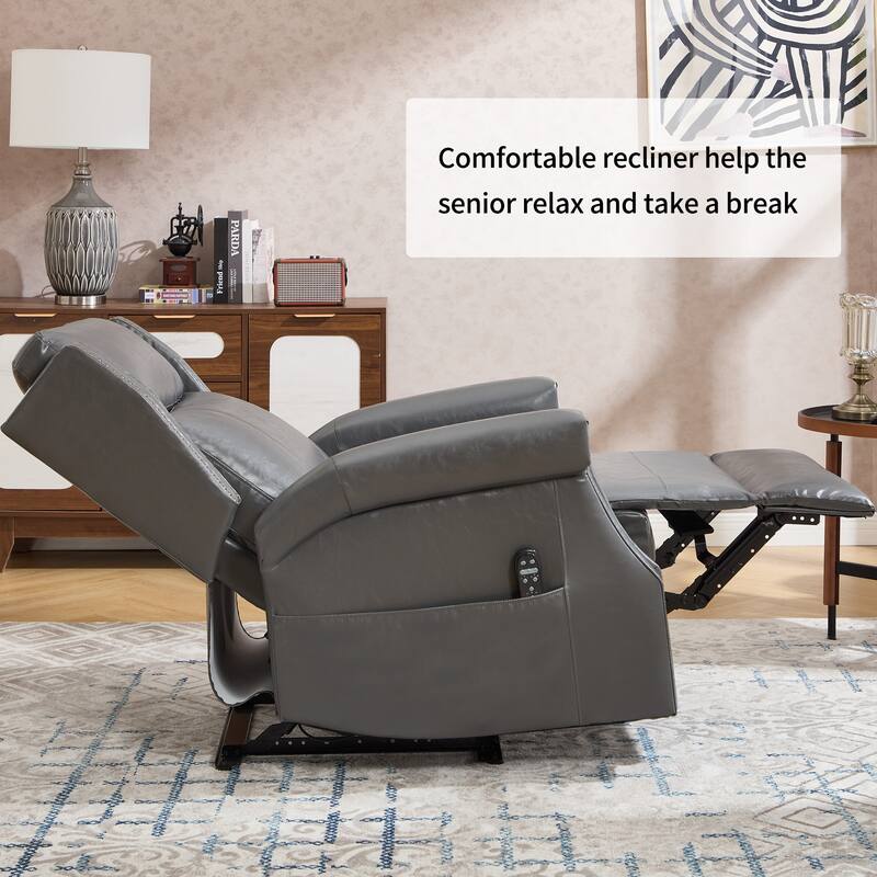 Roomfitters Manual Massage Recliner, Vintage Waxed Faux Leather Chair with Heat and 155-Degree Recline, Living Room