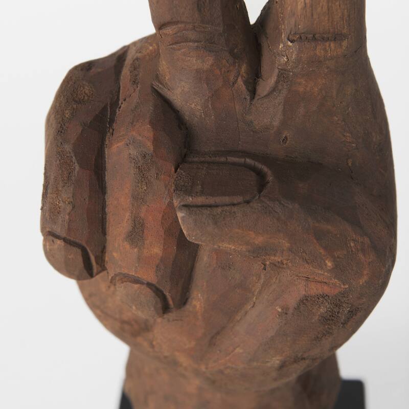 HomeRoots 13" Brown Fabric Hand Tabletop Sculpture - 4" W x 4" D x 13" H