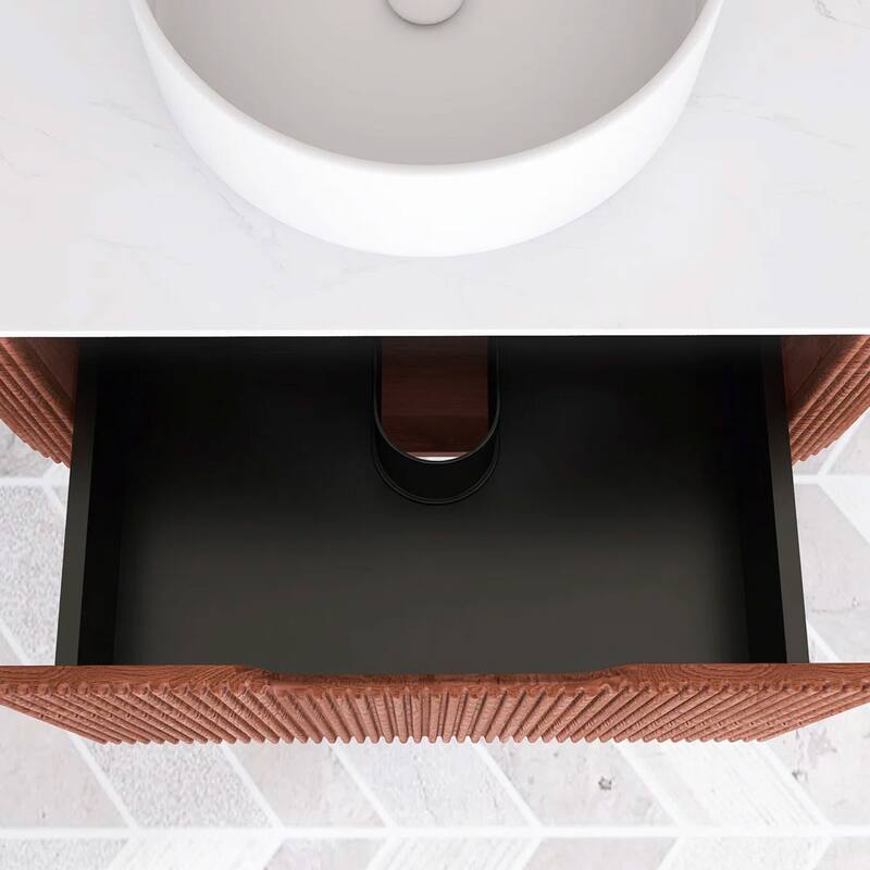 Wall-Mounted Bathroom Vanity with White Round Ceramic Sink