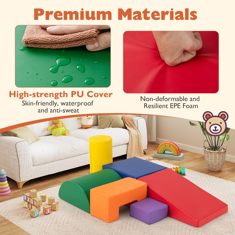 Gymax 6 PCS Kids Climber Play Set Indoor Foam Climb & Crawl Activity