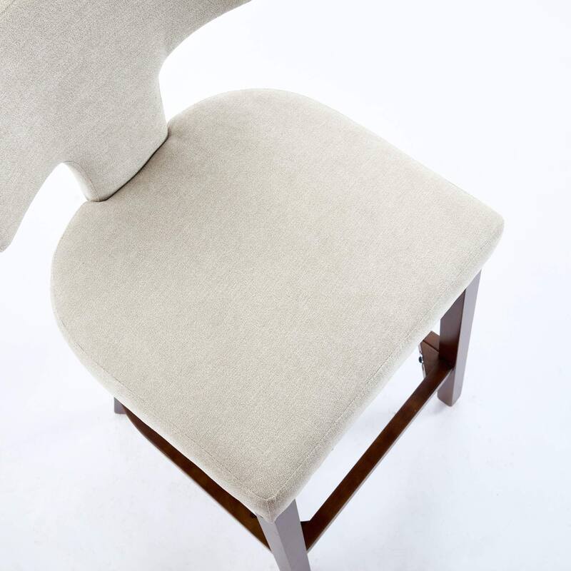 Mid Century Modern Upholstered Bar Chairs Set of 2, Accent Bar Stools with T-Shaped Backrest & Nailhead Trim