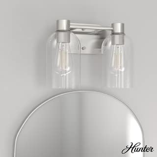 Hunter Lochemeade 2-Light Vanity Wall Light, Damp-Rated - Bathroom, Laundry - Modern Farmhouse, Contemporary, Industrial