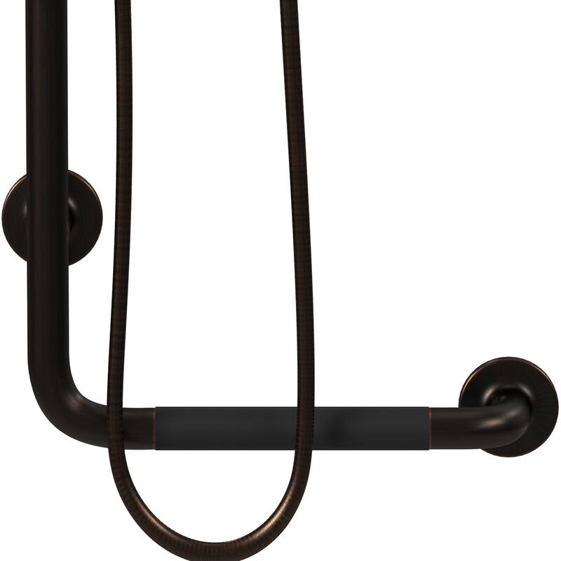 ErgoSlideBar Ergonomic Soft Grip 32mm Diameter ADA Compliant 500 lb Weight Capacity Slide Bar and Handshower Left Matte Black