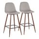 preview thumbnail 2 of 23, Pebble Mid-Century Bar Stool in Walnut Metal and Fabric - Set of 2